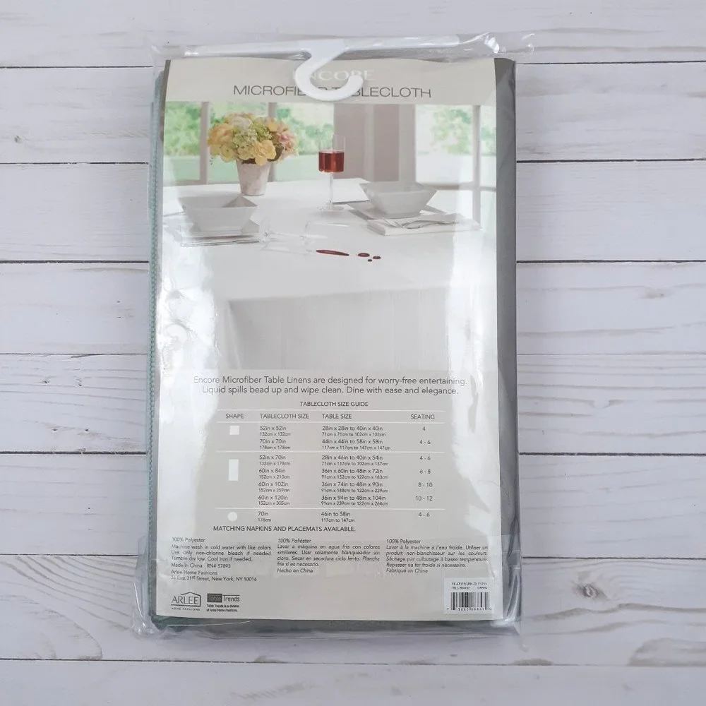Encore  Microfiber Fabric Tablecloth  60x102 Green Easy Care - Picture 2 of 2